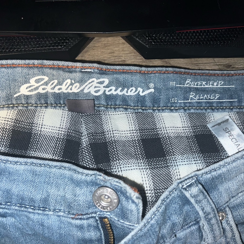 Eddie Bauer Jeans Boyfriend Relaxed Fit Petite Size T10 Flannel Lined